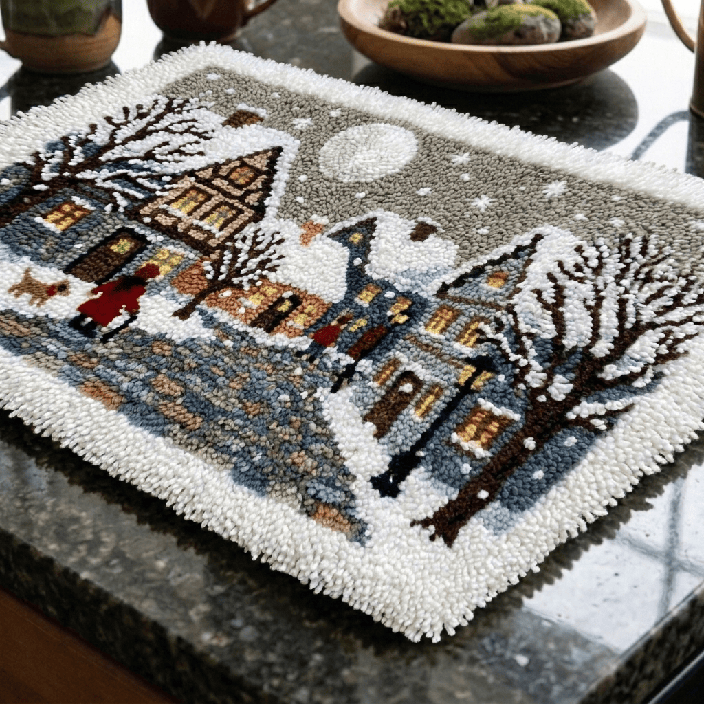 Toy Craft Using Thread Rubbyoo Latch Hook Rug Kit - Snowy Christmas Village | Moonlit Winter ...
