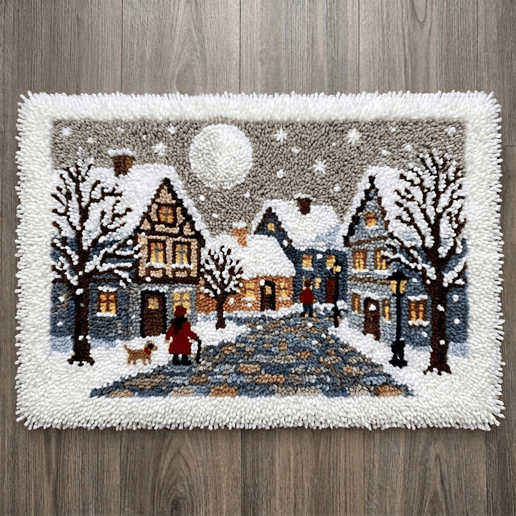 Toy Craft Using Thread Rubbyoo Latch Hook Rug Kit - Snowy Christmas Village | Moonlit Winter ...