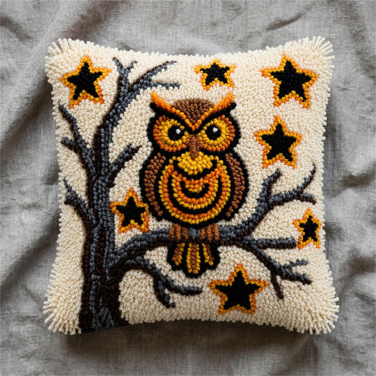 Toy Craft Using Thread Rubbyoo Latch Hook Pillow Kit - Adorable Woodland Owl | Charming ...