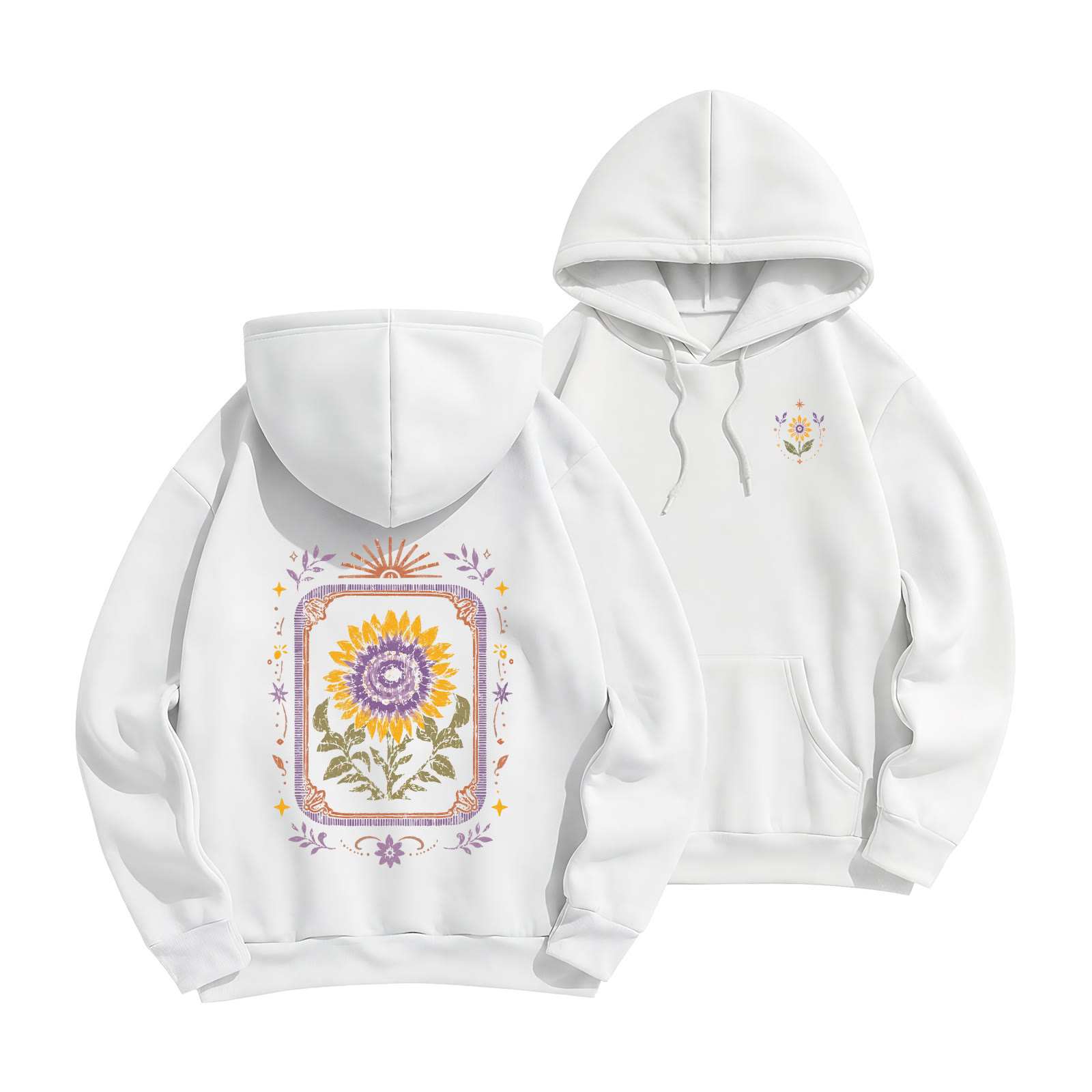 Rubbyoo Celestial Sunflower Unisex Hoodie  - White - 2XL - image 1