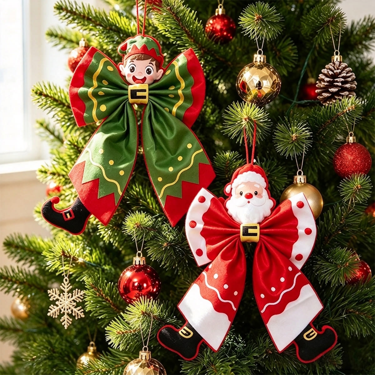 Rubbyoo Christmas Bow Ornament – Vintage Inspired Xmas Tree Hanging | Delightful Festive Party Accent - image 1