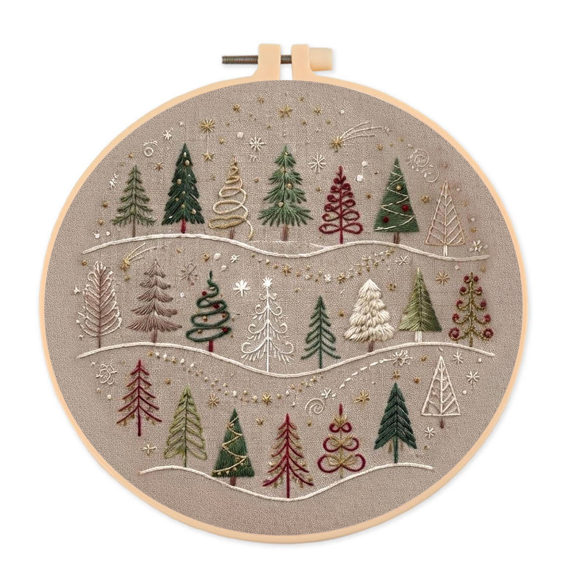 Rubbyoo Embroidery Kit - Magical Xmas Woodland | Meaningful DIY Christmas Gift | Exquisite Christmas Trees Pattern - 20*20cm - image 1