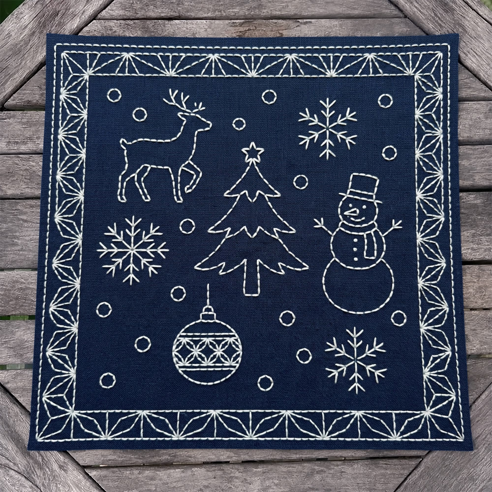 Rubbyoo Sashiko Embroidery Kit - Christmas Day | Intricate Festival Ornament | Classic Christmas Vibe Craft - image 2