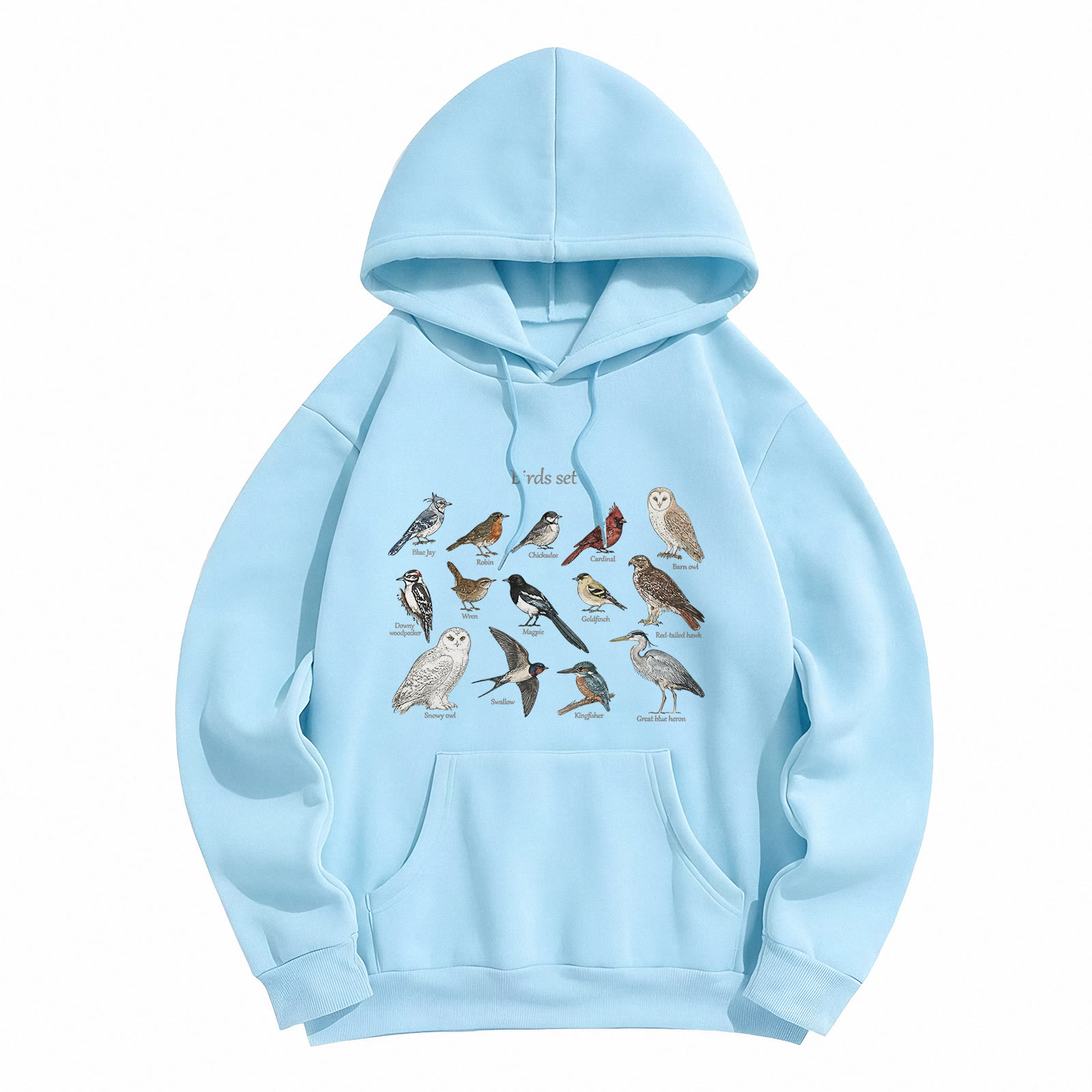 Rubbyoo Birds Set Unisex Hoodie For Animal Lover - Light Blue - 2XL - image 1