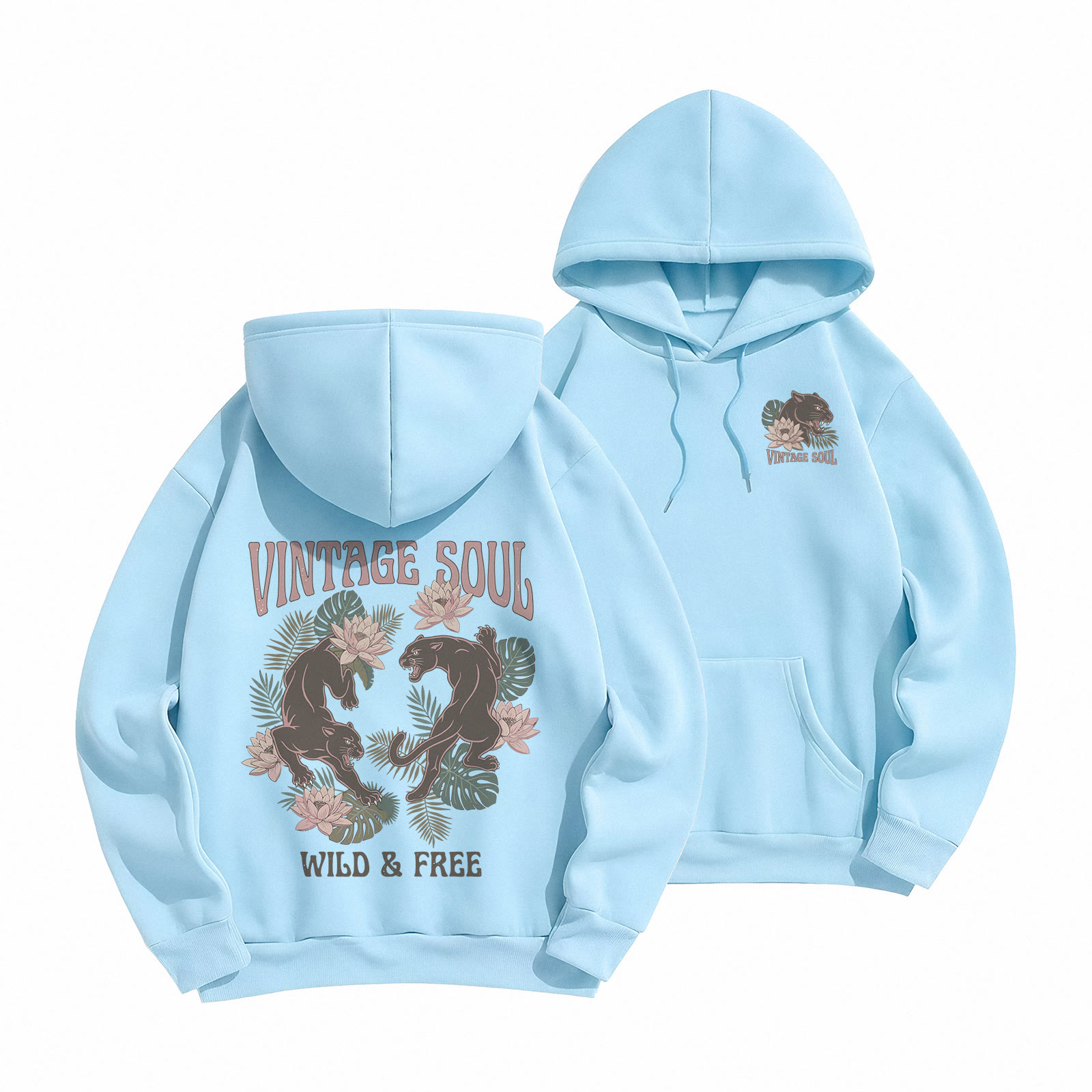 Rubbyoo Vintage Soul Unisex Hoodie  - Light Blue - 2XL - image 1