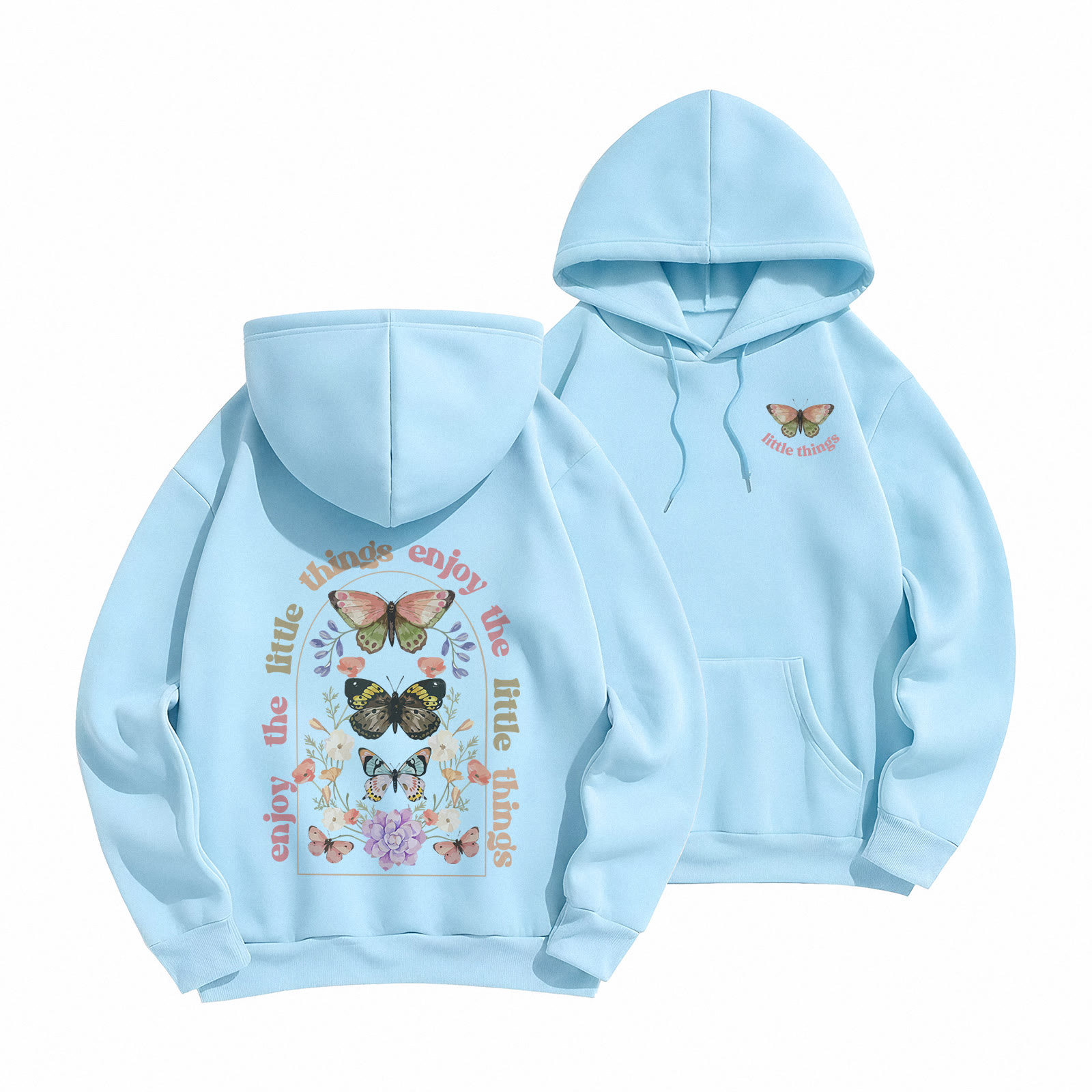 Rubbyoo Enjoy The Little Things Unisex Hoodie  - Light Blue - 2XL - image 1