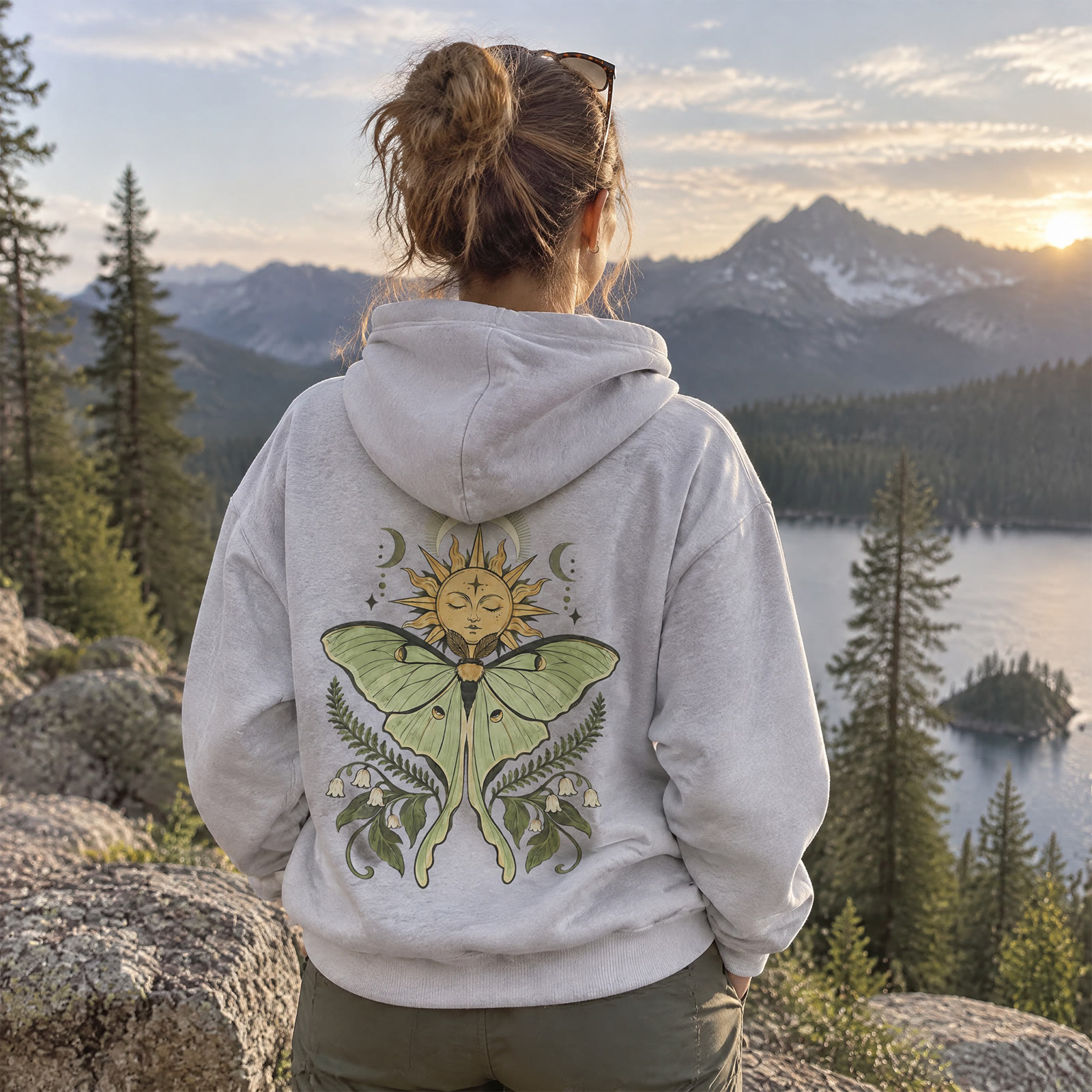 Rubbyoo Mysterious Sunny Moth Unisex Hoodie  - image 2