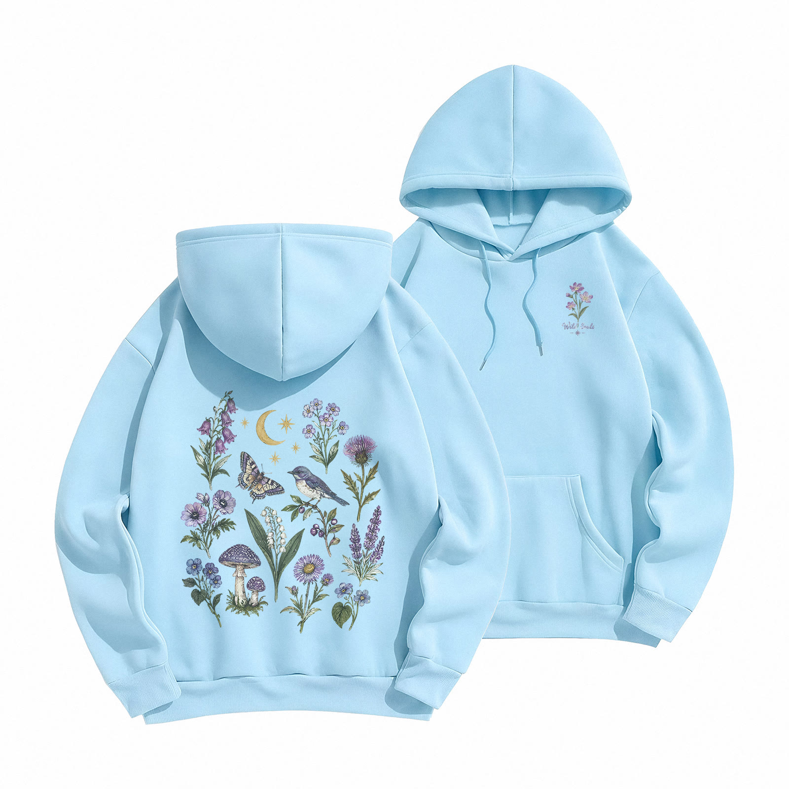 Rubbyoo Enchanted Meadow Unisex Hoodie  - Light Blue - 2XL - image 1