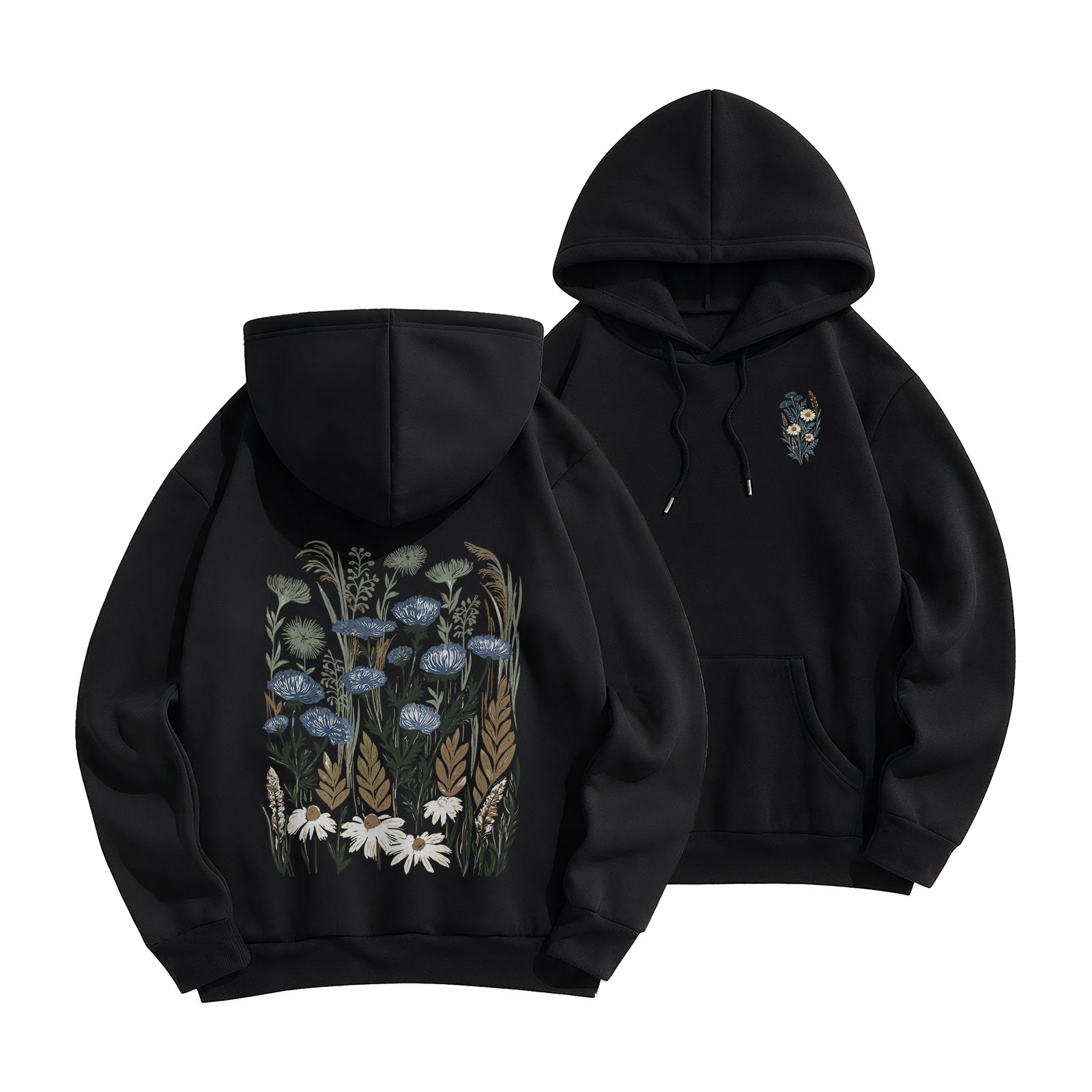 Rubbyoo Sea Of Blooms Unisex Hoodie  - Black - 2XL - image 1