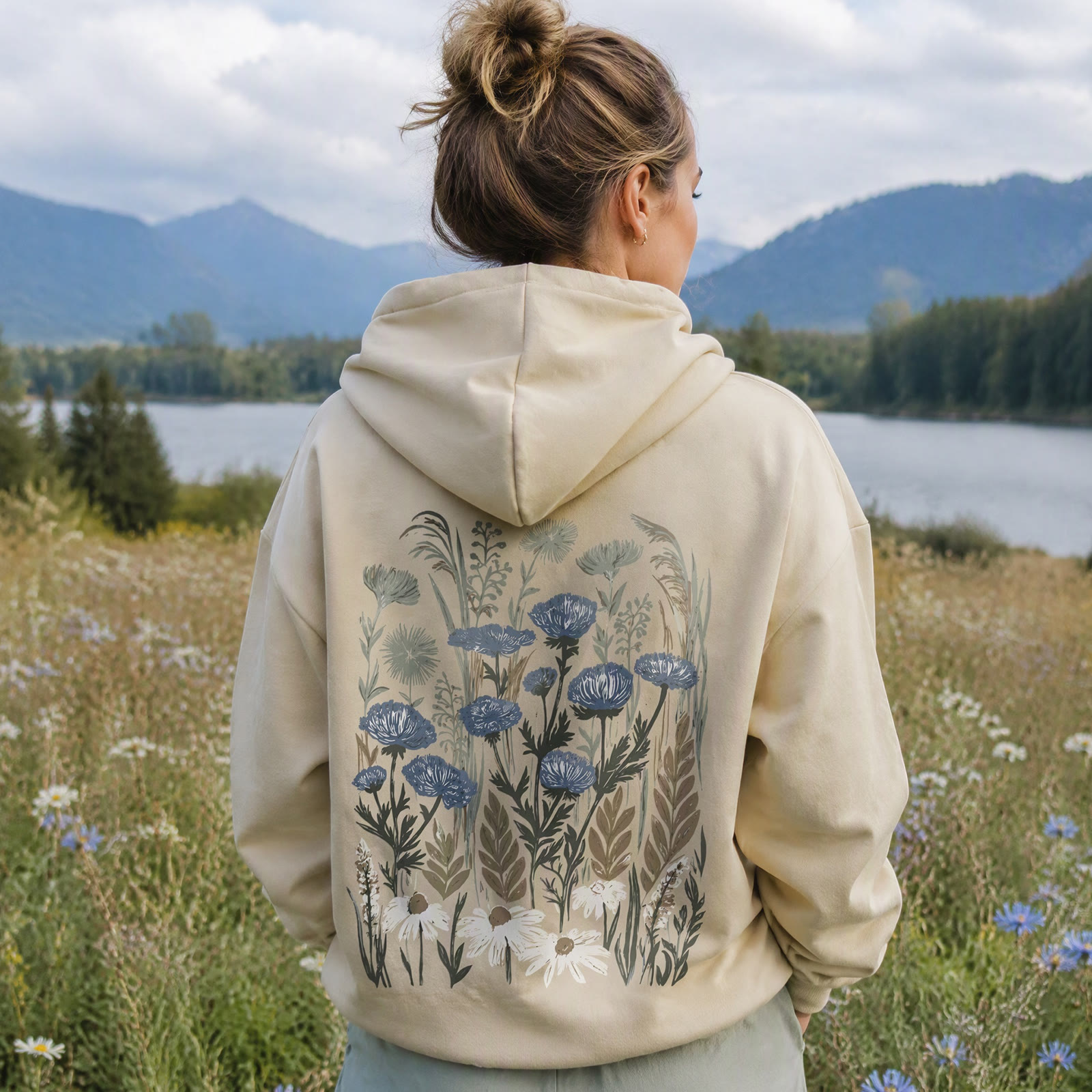 Rubbyoo Sea Of Blooms Unisex Hoodie  - image 2