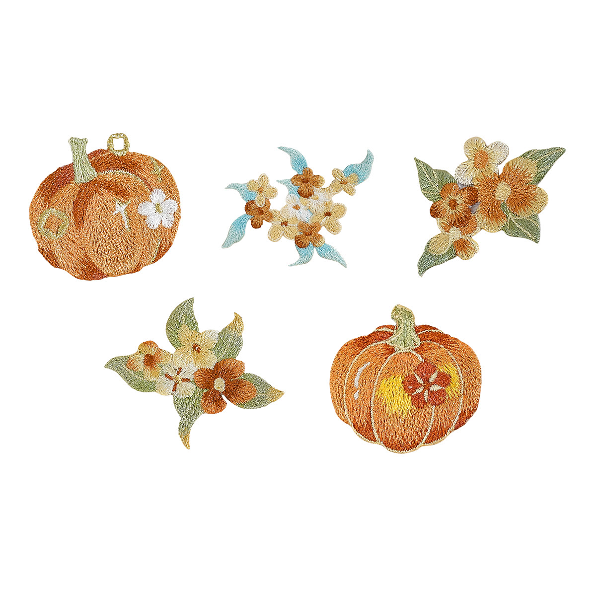 Rubbyoo Autumn Embroidered Patch - Thanksgiving Pumpkin Iron On Patch | Diy Appliques For Clothing - 5pcs - image 1