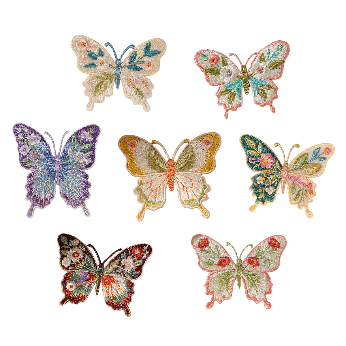 Rubbyoo Butterfly Embroidered Patch - Colorful Floral Insect Iron-on Applique | Special Clothing Decor For Nature Lovers - Mixed Set7-Pcs - image 1