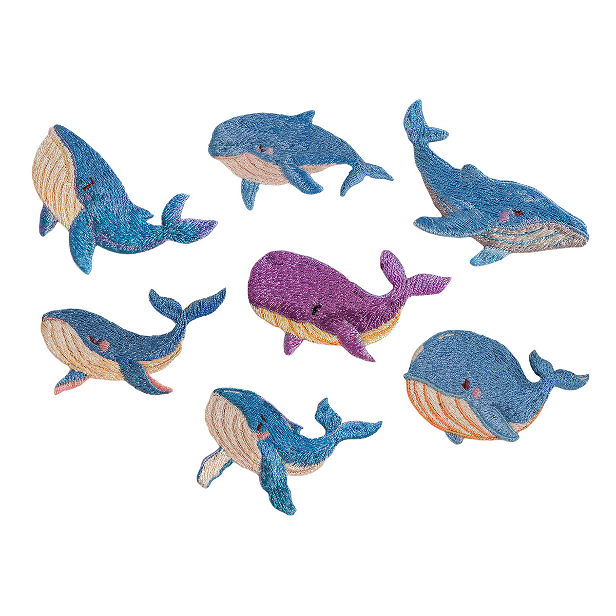 Rubbyoo Whale Embroidered Patch - Ocean Animal Applique | Decorative Parches For Clothes - 7pcs - image 1