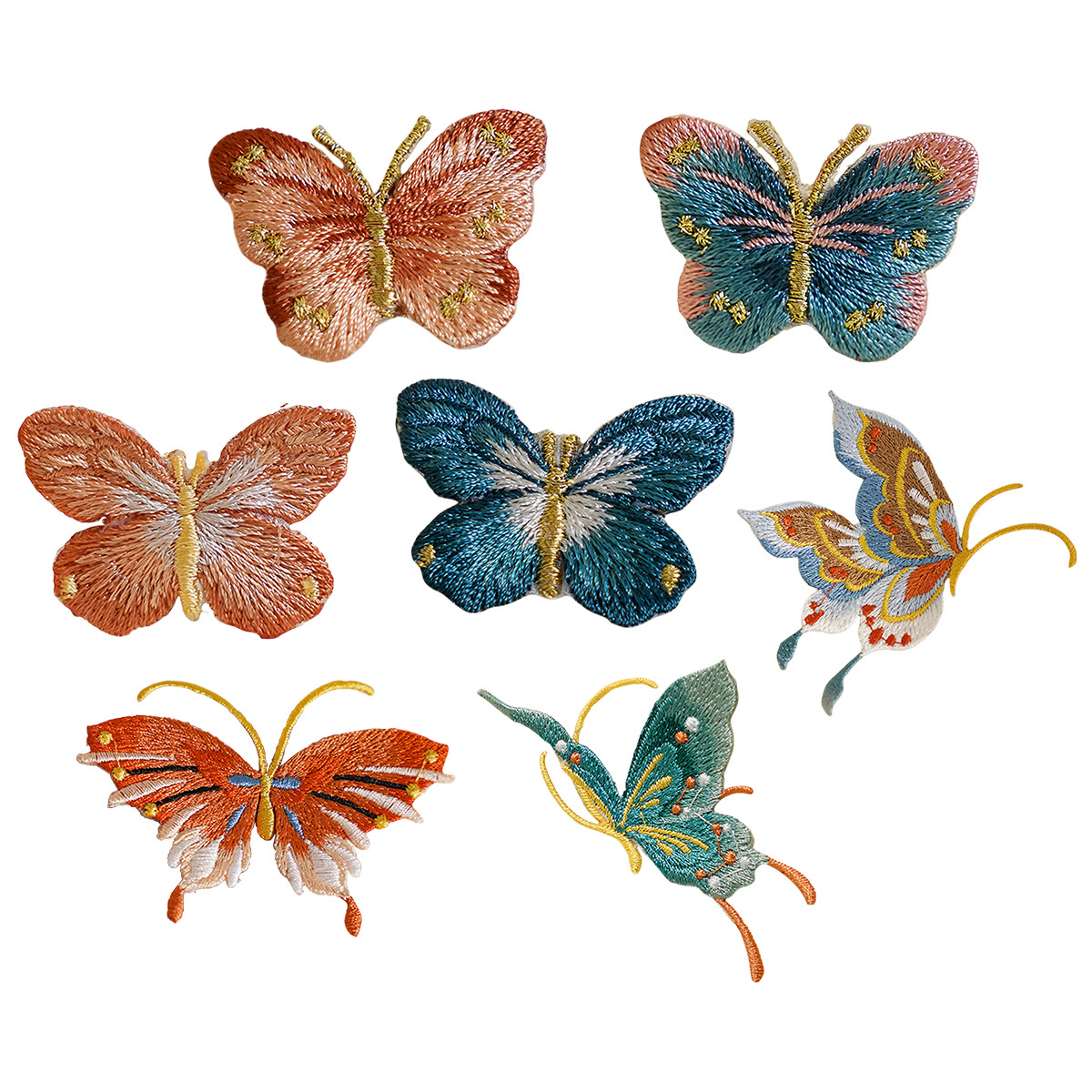 Rubbyoo Butterfly Embroidered Patch - Stylish Iron-on Clothing Repair Accessory | Elegant Nature Inspired Bag Decor - Mixed Set-7pcs - image 1