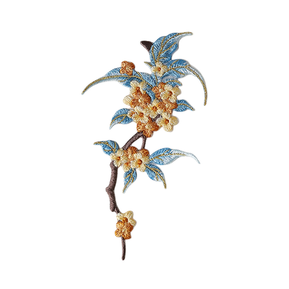 Rubbyoo Autumn Embroidered Patch - Elegant Osmanthus Iron On Patch | Decorative Applique For Clothes - Osmanthus Blue - image 2