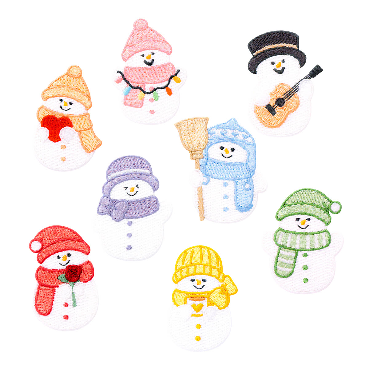 Rubbyoo Winter Snowman Embroidered Patch - Christmas Iron-on Applique | Perfect For Backpack Decoration - 8pcs - image 2