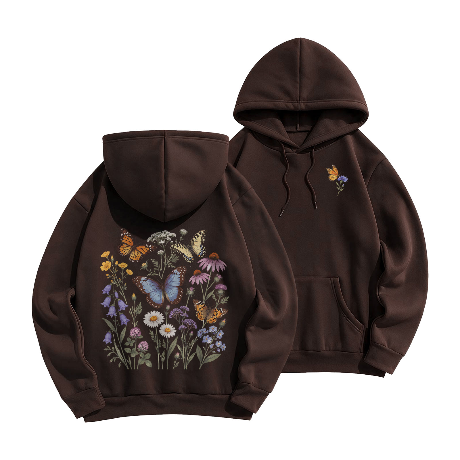 Rubbyoo Butterflies Eden Unisex Hoodie  - Coffee - 2XL - image 1