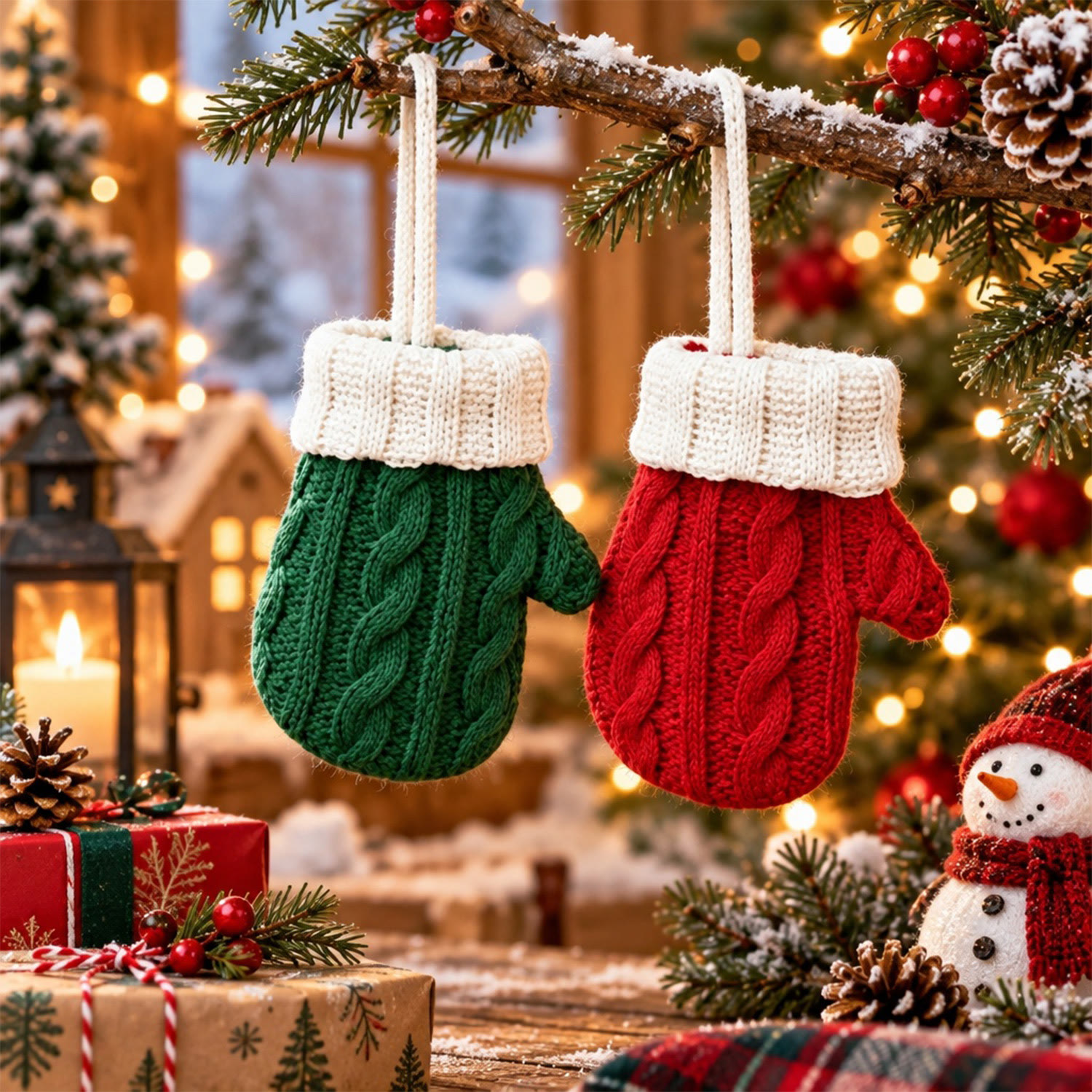 Rubbyoo Crochet Christmas Glove Ornament - Handmade Vintage Xmas Tree Charm | Delightful Winter Home Accent - image 2