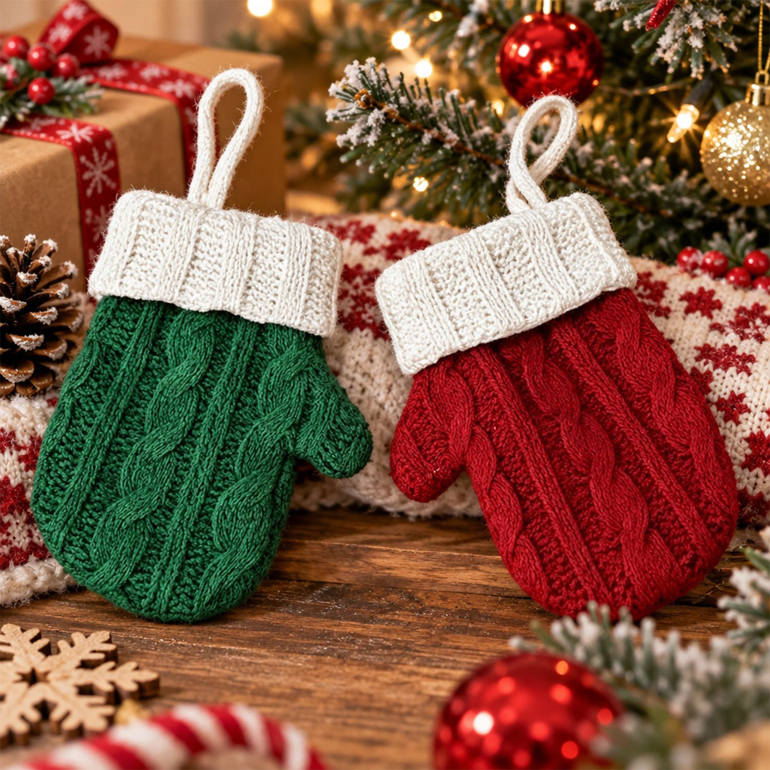 Rubbyoo Crochet Christmas Glove Ornament - Handmade Vintage Xmas Tree Charm | Delightful Winter Home Accent - image 1