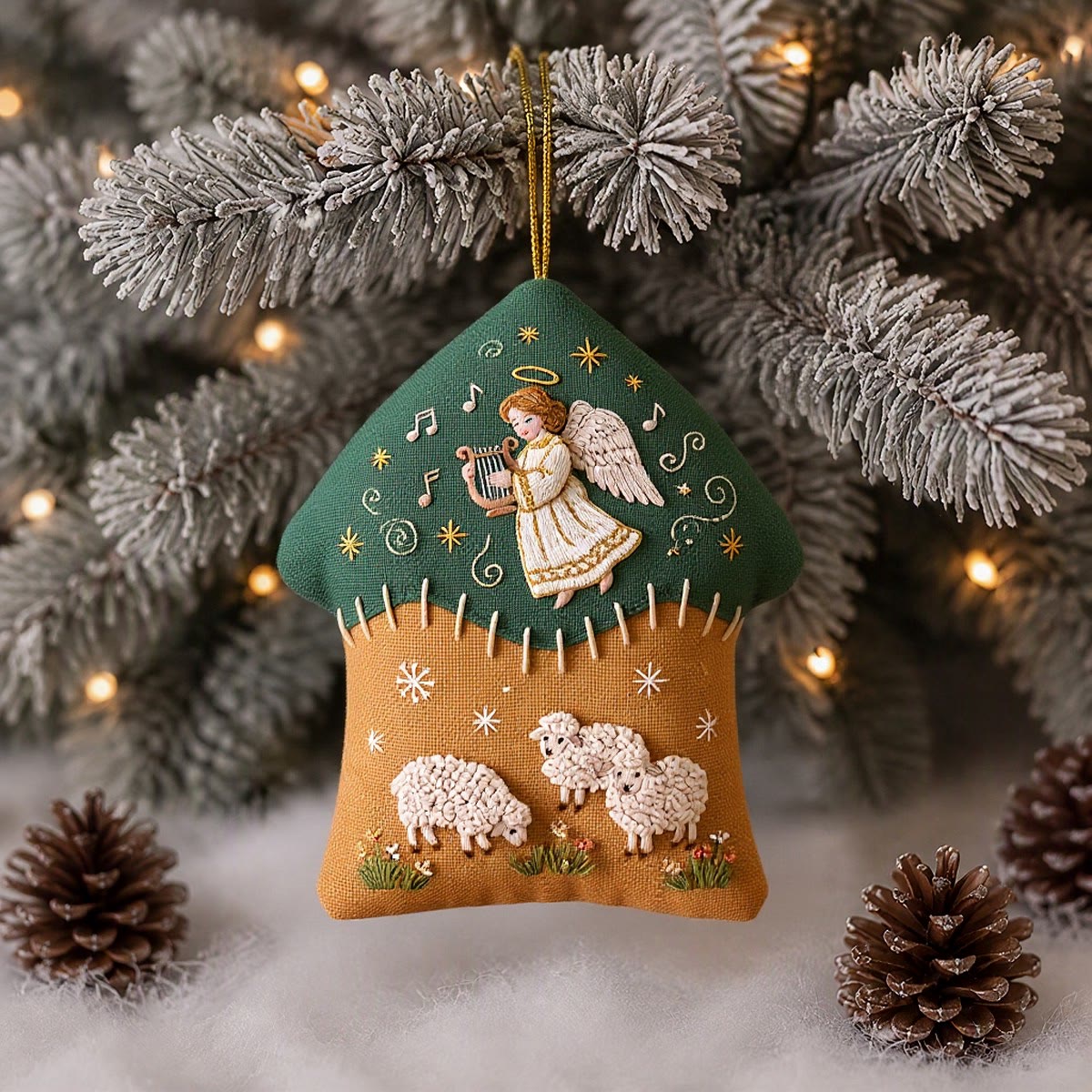 Rubbyoo House-shaped Embroidery Kit - Musical Angel And Sheep | Rustic ...