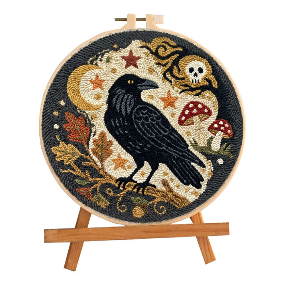 Midnight Crow Punch Needle Kit - Gothic Woodland Crow Graphic | Handmade Halloween Craft Project - image 10