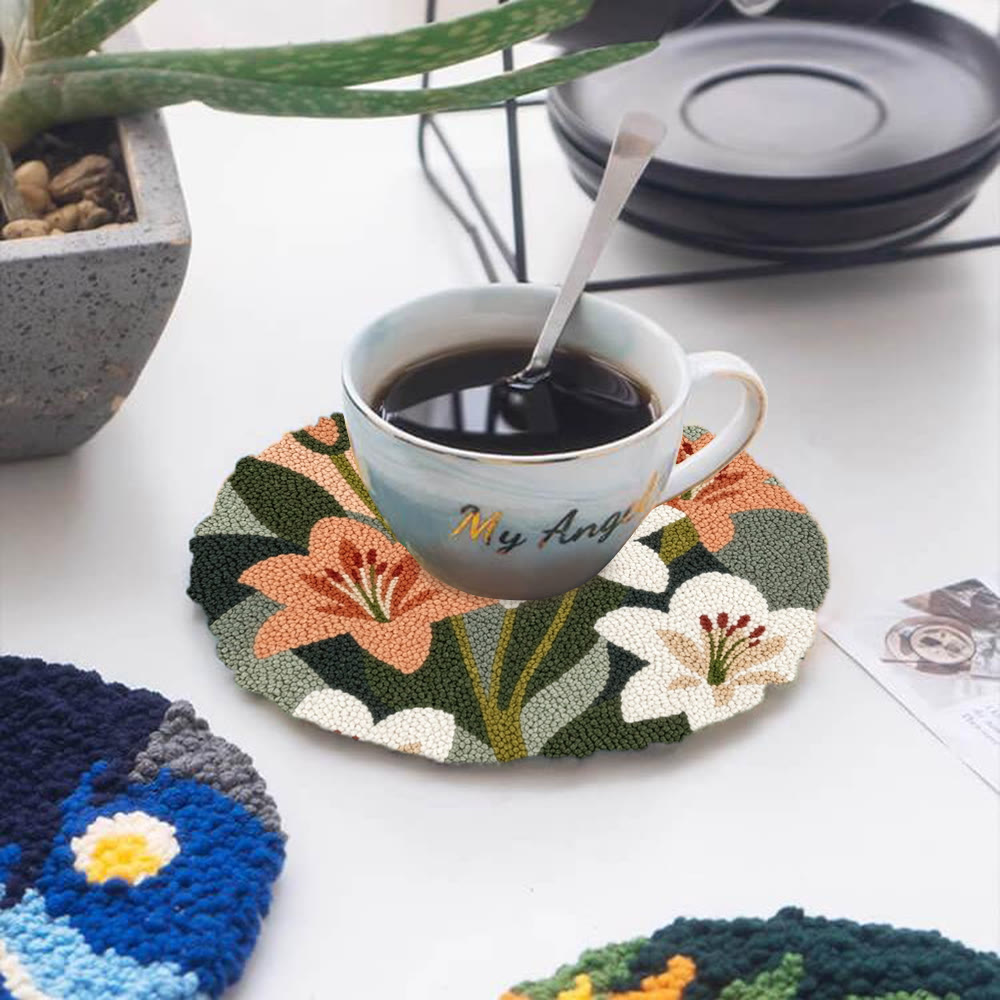 Endless Wonderful Blossom Punch Needle Kit - Funny Beginner-Friendly New Hobby | Elegant Floral Framed Art - 5 inch Coaster Kit - image 12