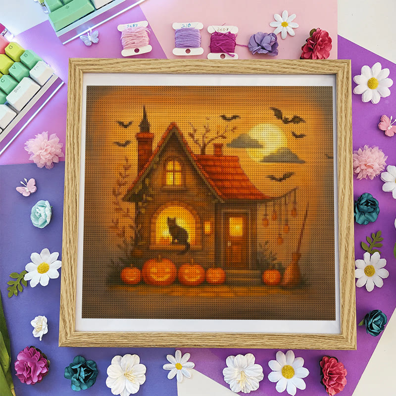 Cross Stitch Kit - Witch Cottage | Spooky Halloween Handicraft | Holiday Home Decor - image 7