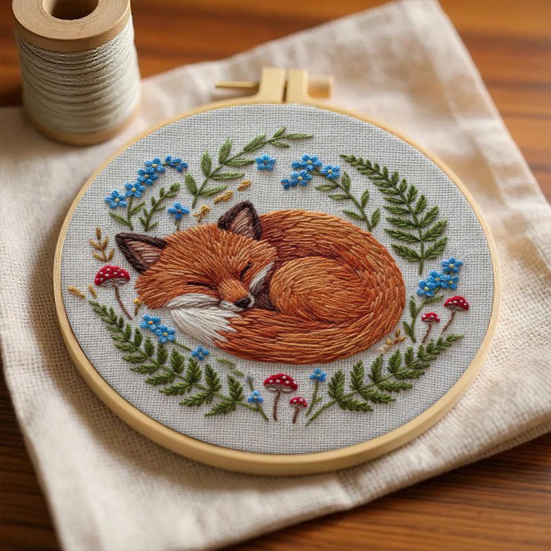 Rubbyoo Embroidery Kit - Sleeping Fox | Nature-inspired Handcrafted Art | Cozy Home Decor Piece - image 5