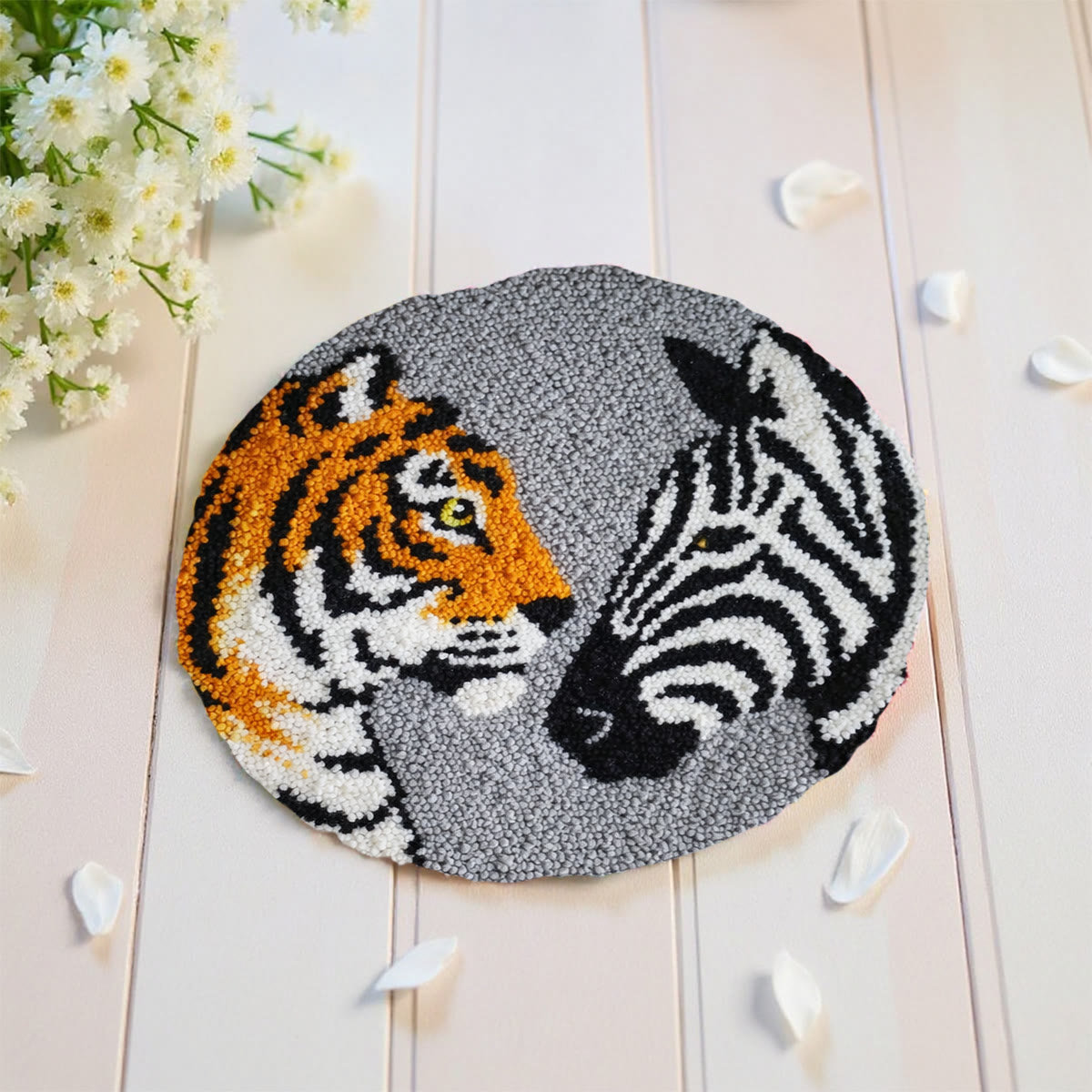 Rubbyoo Latch Hook Rug Kit - Tigers And Zebras | Creative Animal Craft | Handmade Home Decor For Beginner - image 8
