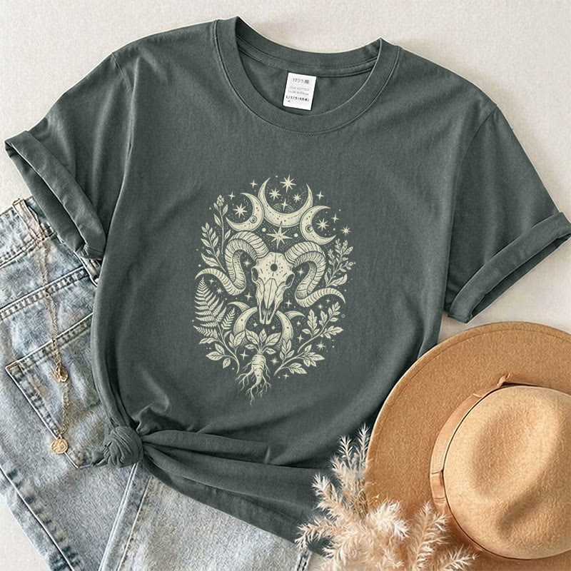 Rubbyoo Celestial Goat Graphic Tee -  Mystic Astrology Signs | Zodiac Gift For Her | Unisex Capricorn T-Shirt  - Dark Gray - 2XL - image 6
