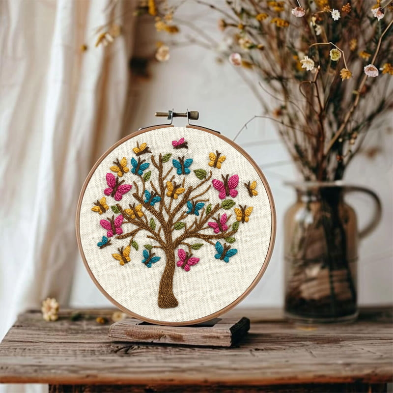 Rubbyoo Embroidery Kit - Colourful Butterfly With Tree | Charming Handmade Craft | Perfect Hanging Decor - image 6