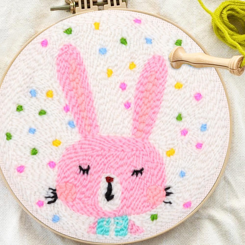 Confetti Pink Bunny Punch Needle Kit - Breezy Craft | Easter Party Accent - image 6