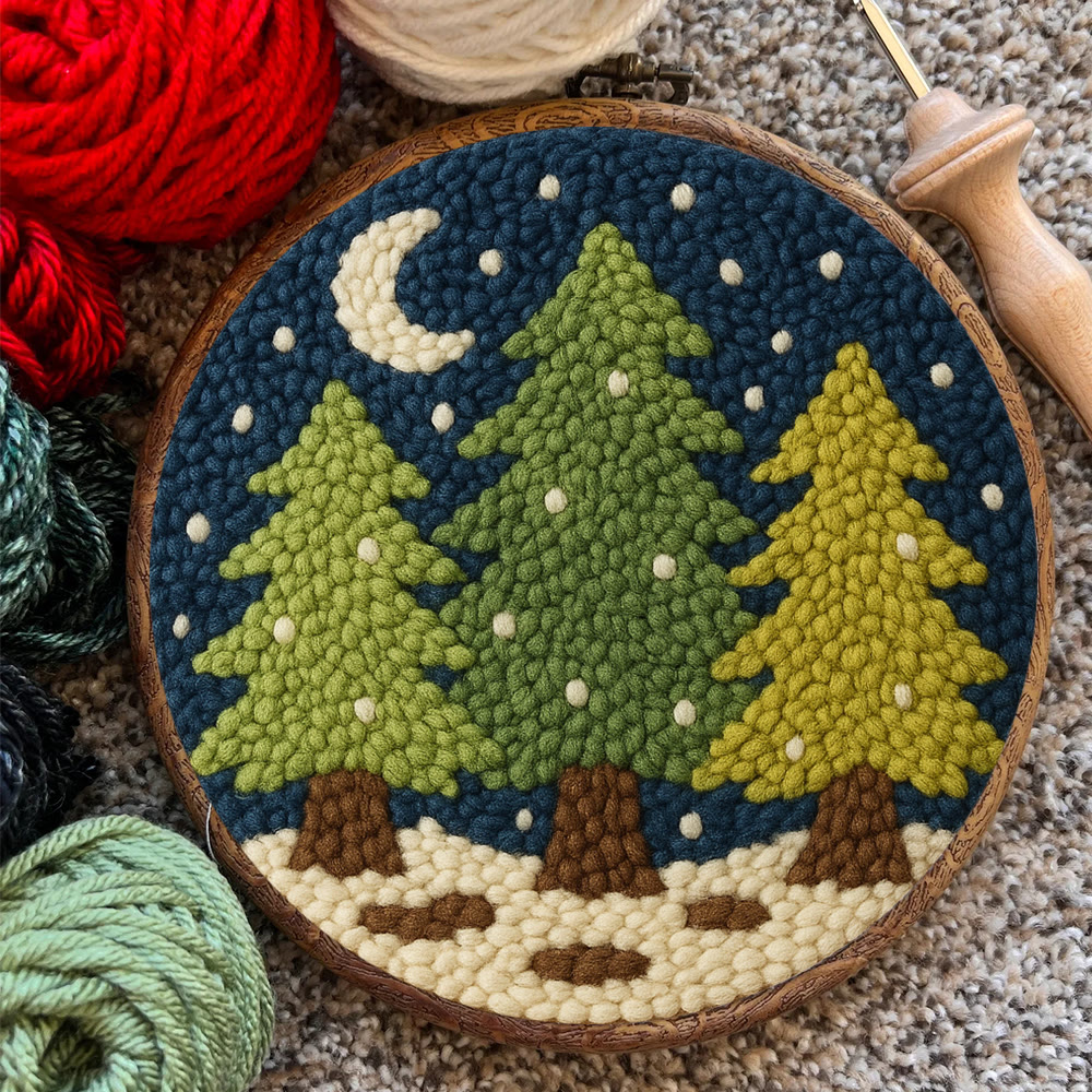 Nightfall Trees Punch Needle Kit – Starter Stitch Kit | Quiet Winter Wall Art - image 7