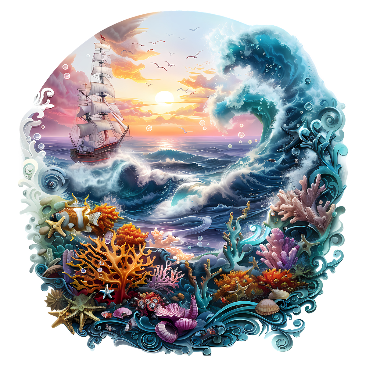Rubbyoo Vibrant ocean - Wooden Jigsaw Puzzle
