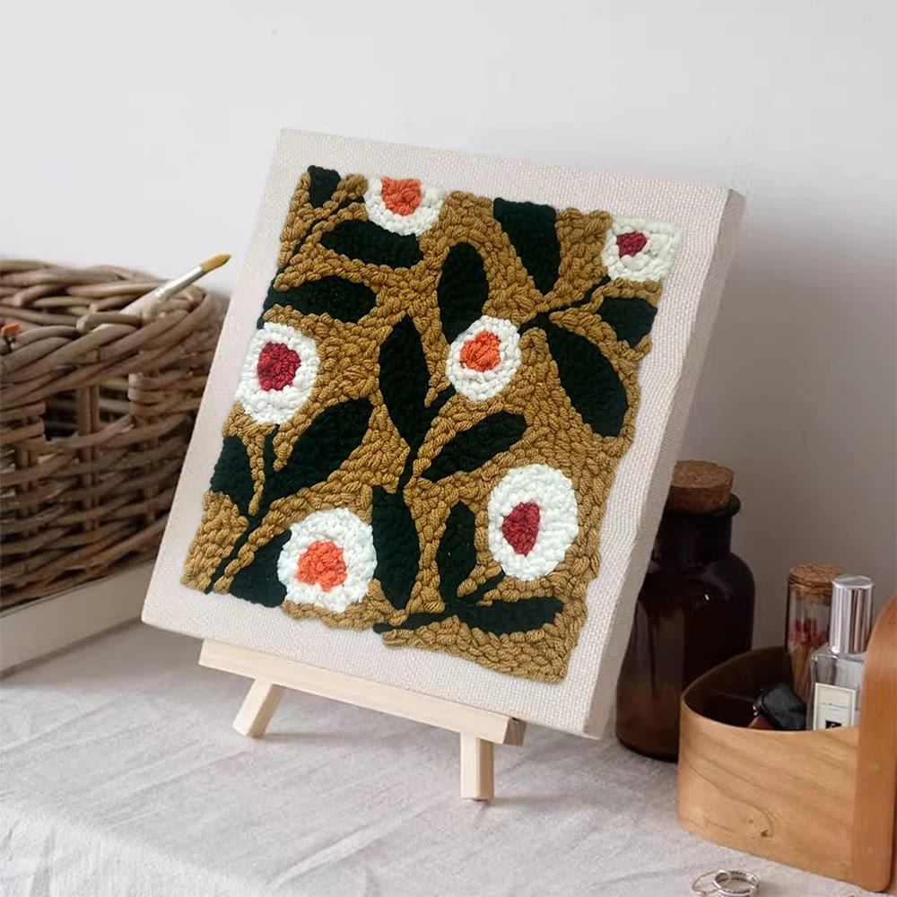 Little Flowers Square Punch Needle Kit - Diy Entryway Floral Decor | Easy Needle Artwork - image 9