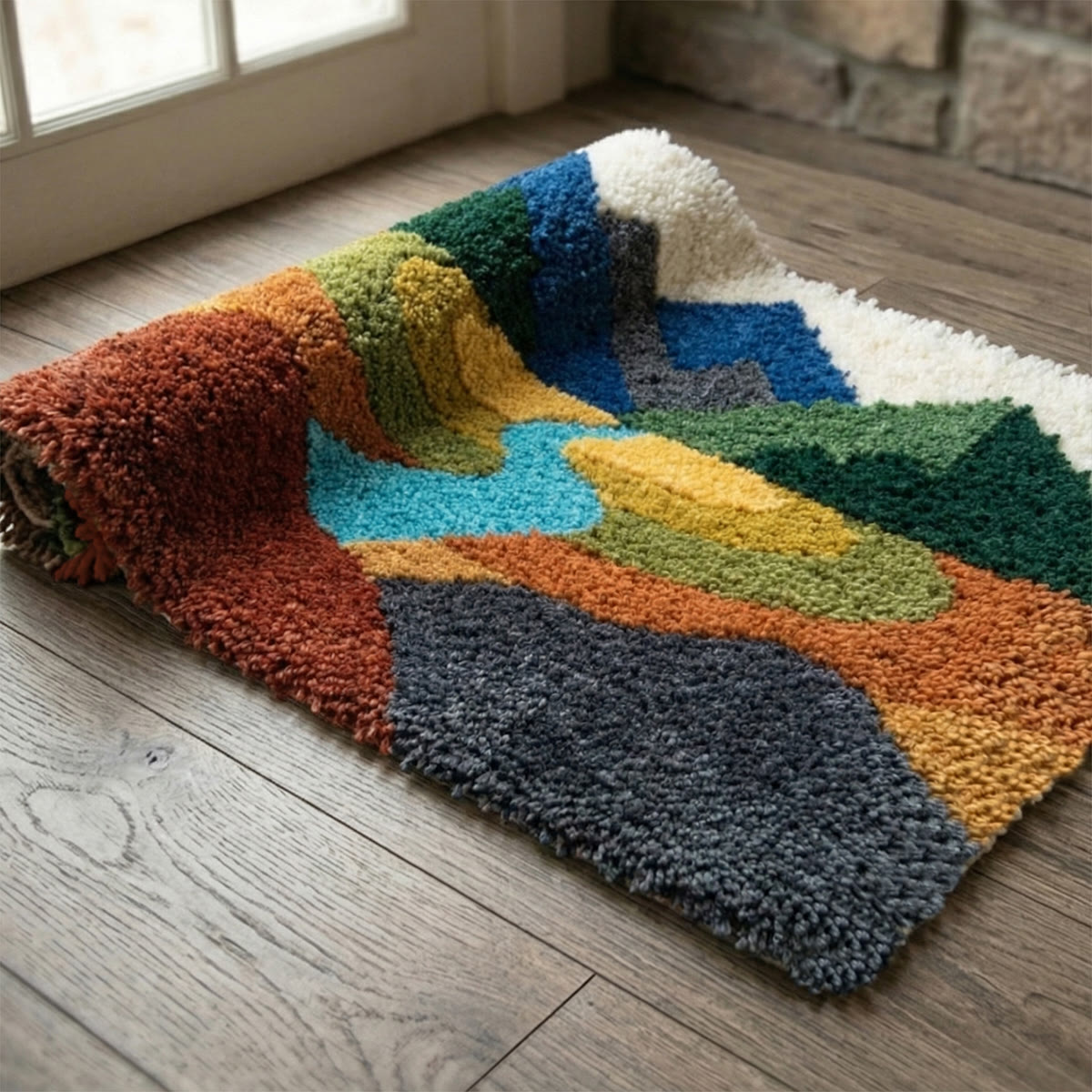 Rubbyoo Latch Hook Rug Kit - Mountain | Landscape Door Mat | Easy Handicraft For Beginner - image 4
