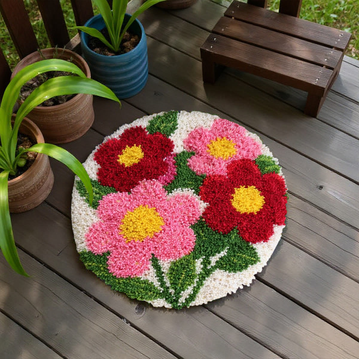 Rubbyoo Latch Hook Rug Kit - Vibrant Flower | Diy Soft Home Rug | Perfect Handmade Gift  - image 5