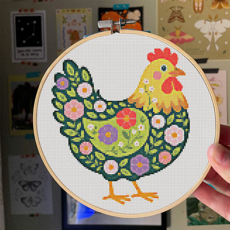  Cross Stitch Kit - Floral Hen | Colorful Handmde Craft | Starter Diy Needlework - image 7