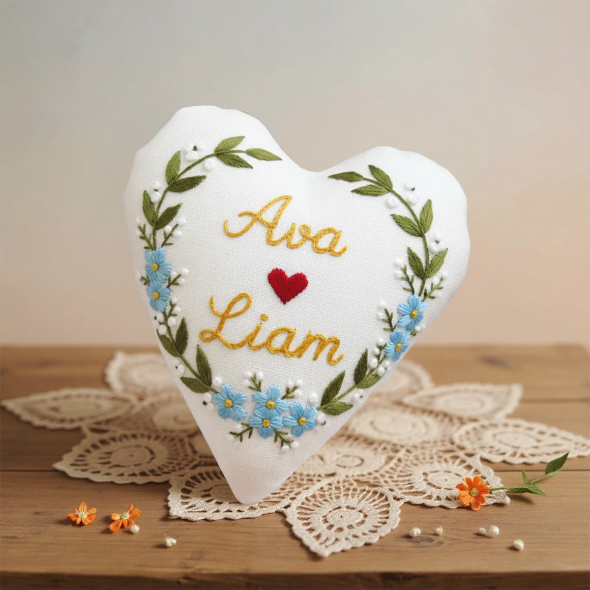 Rubbyoo Heart Embroidery Kit - Ava Liam Heart Blue Blossom | Beginner-easy Embroidery | Custom Decor Accent - image 7