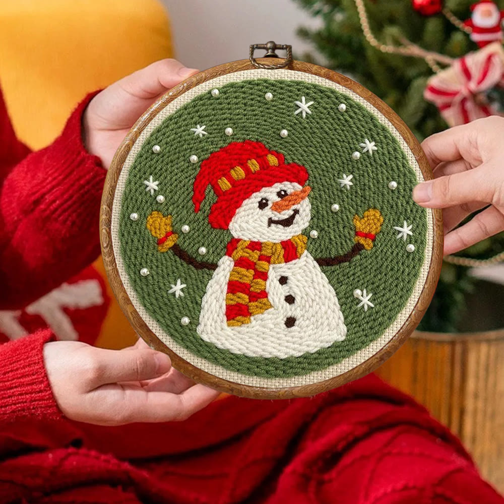 Happy Snowman Punch Needle Kit - Christmas Tree Ornament | Nice Christmas Gifts  - image 6