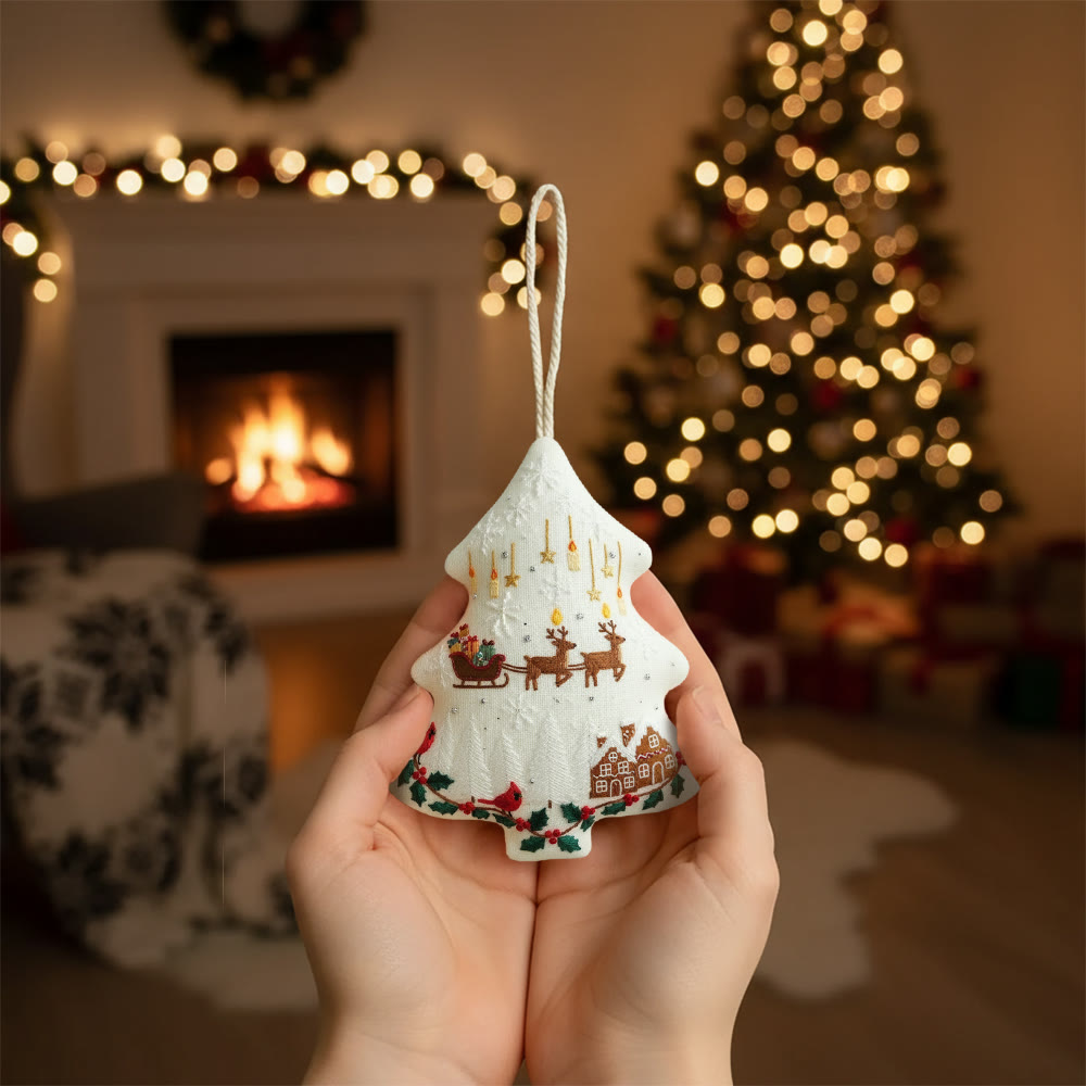 Rubbyoo Tree-shaped Embroidery Kit - Reindeer Sleigh | Winter Handmade Craft | Festive Home Accent - image 10