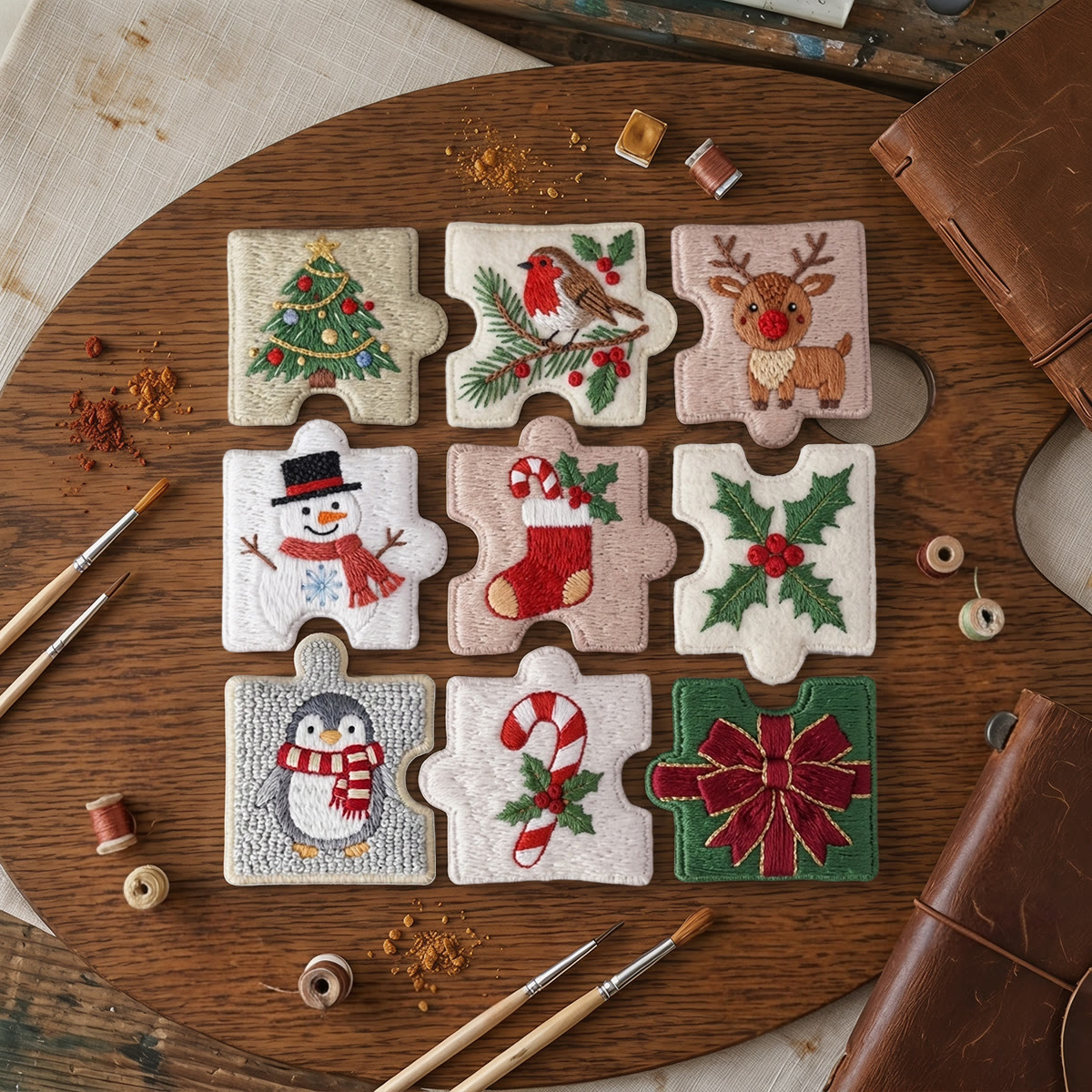Rubbyoo Diy Magnet & Brooch Embroidery Puzzle Kit - Festive Icons Collection | Festive Kitchen Decor - image 6