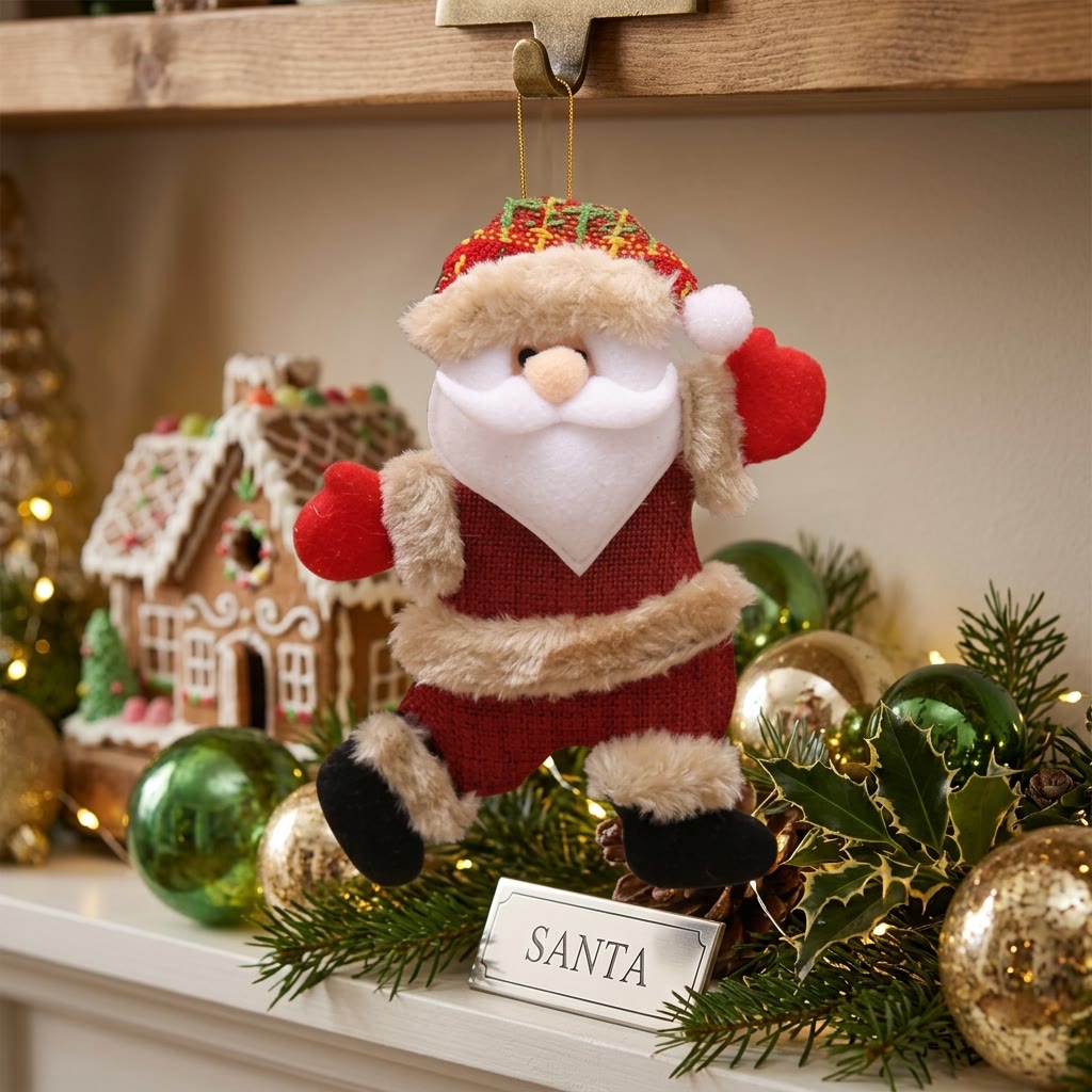 Rubbyoo Cozy Fabric Xmas Tree Ornament – Sweet Christmas Home Decor | Seasonal Holiday Displays  - Santa - image 7
