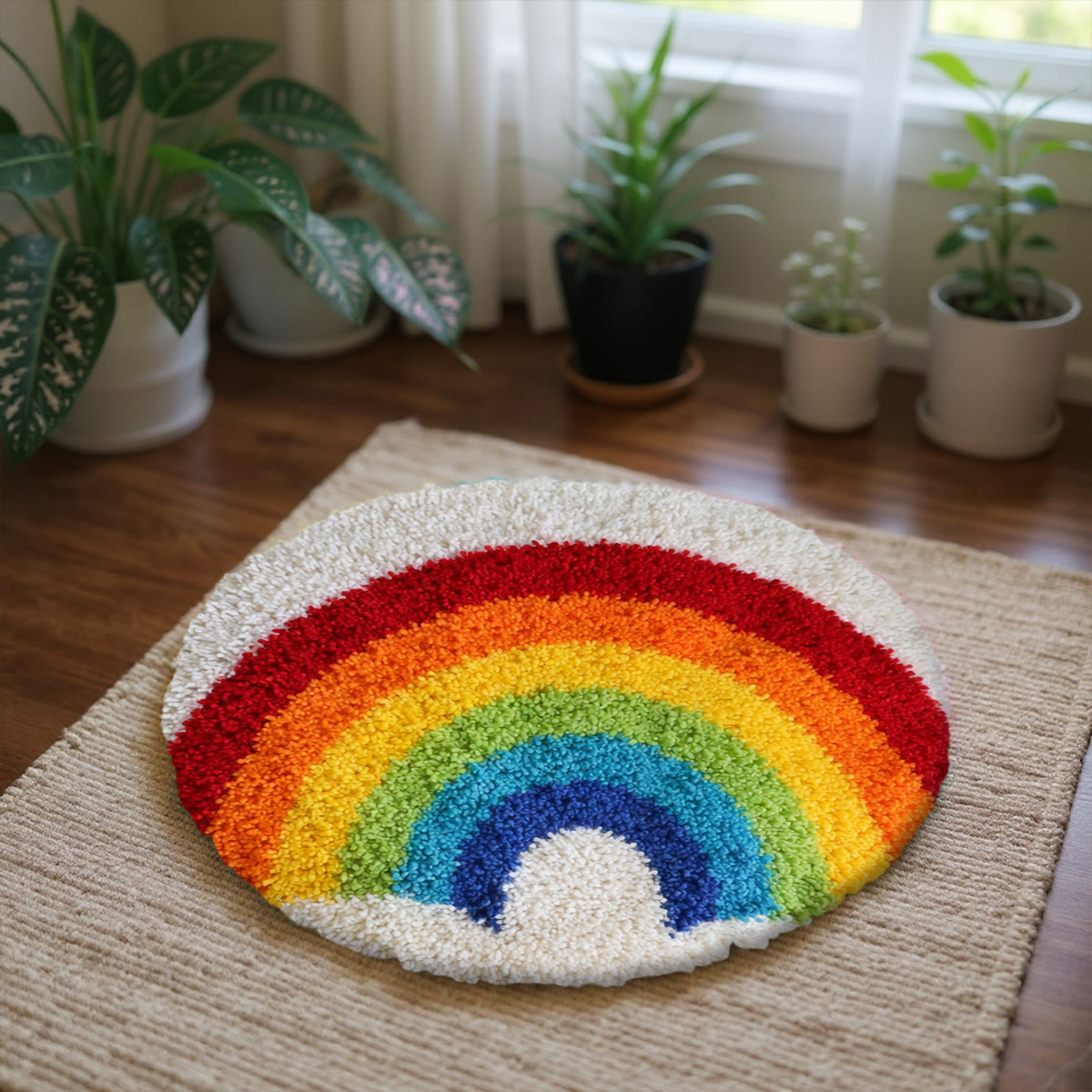 Rubbyoo Latch Hook Rug Kit - Vivid Rainbow | Easy Handicraft For Starter | Decor For Bathroom - image 6
