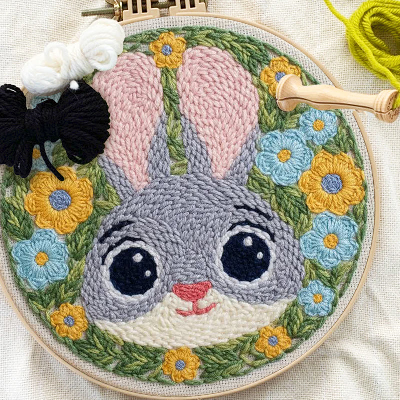 Floral Wreath Bunny Punch Needle Kit - Delightful Diy | Heartwarming Gift Pick - image 8