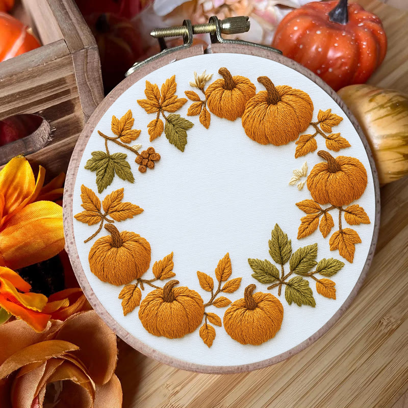 Rubbyoo Embroidery Kit - Pumpkin Wreath | Creative Needle Art | Easy Halloween Handicraft - image 6