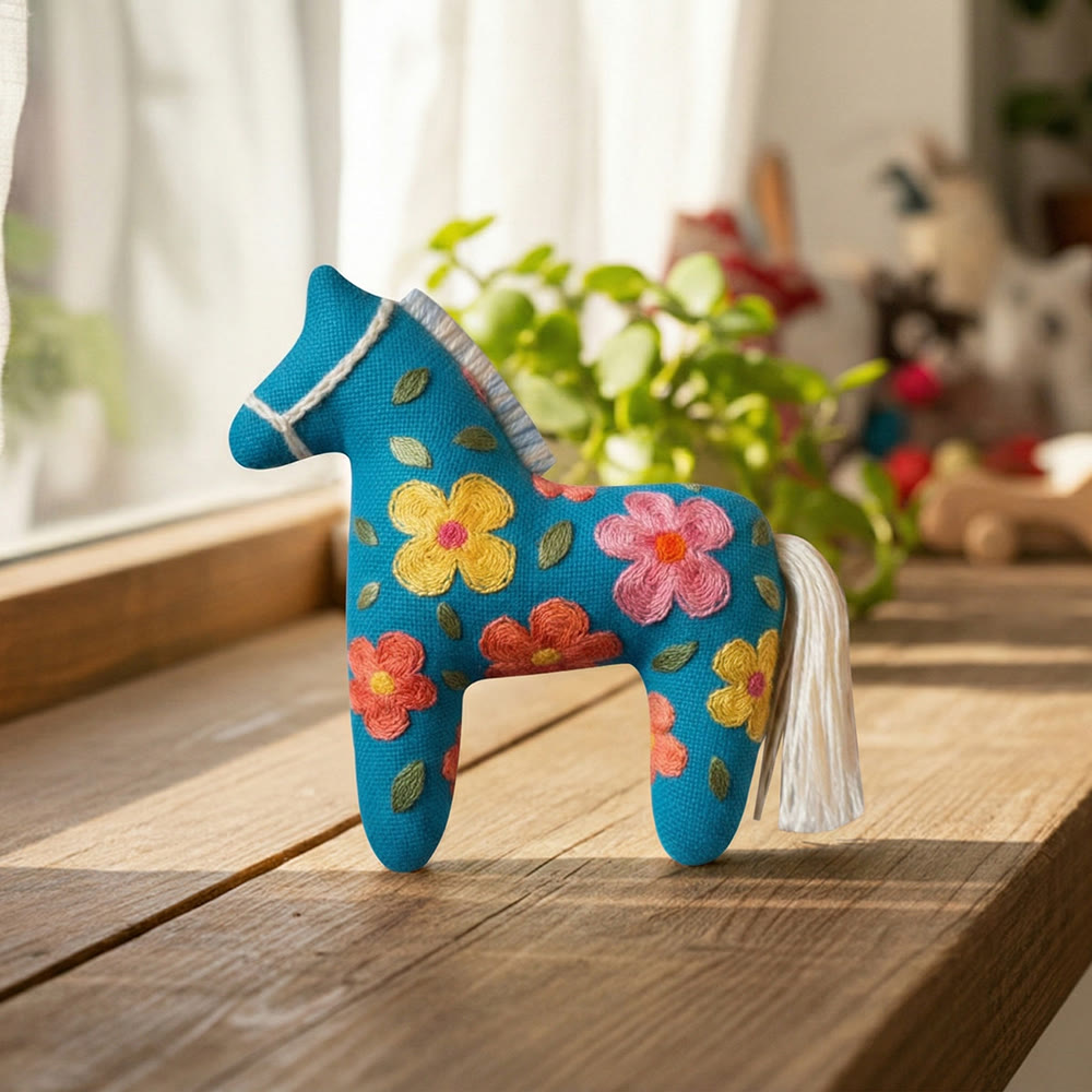 Rubbyoo Dala Horse Embroidery Kit - Simple Daisy Motif | Cute Gift For Friends | Cheerful Home Accents - image 5