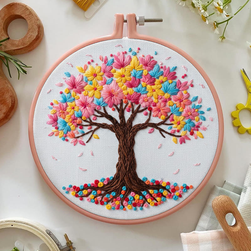 Rubbyoo Embroidery Kit - Rainbow Blossom Tree | Playful Craft | Vibrant Accent - image 5