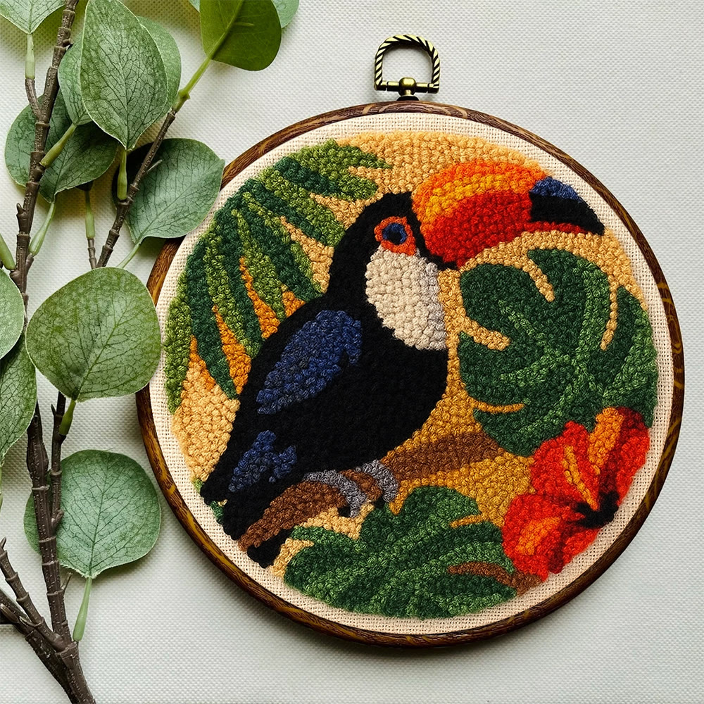 Toucan Tropical Punch Needle Kit - Easy Diy Kit | Exotic Handcraft Gift - image 10