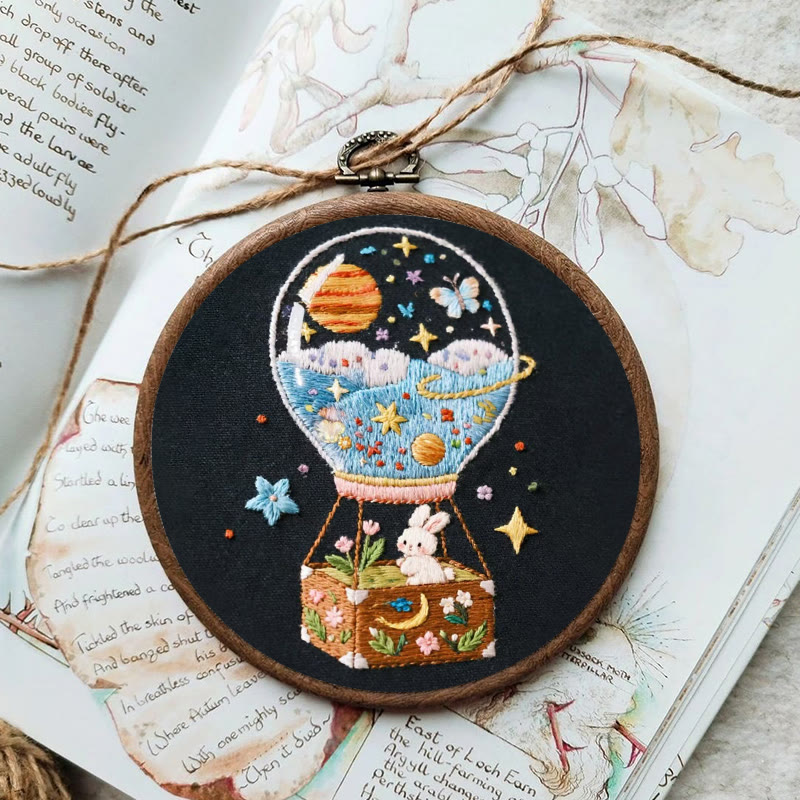 Rubbyoo Embroidery Kit - Starry Balloon Journey | Dreamlike Stitch Artwork | Handmade Decorative Piece - image 6